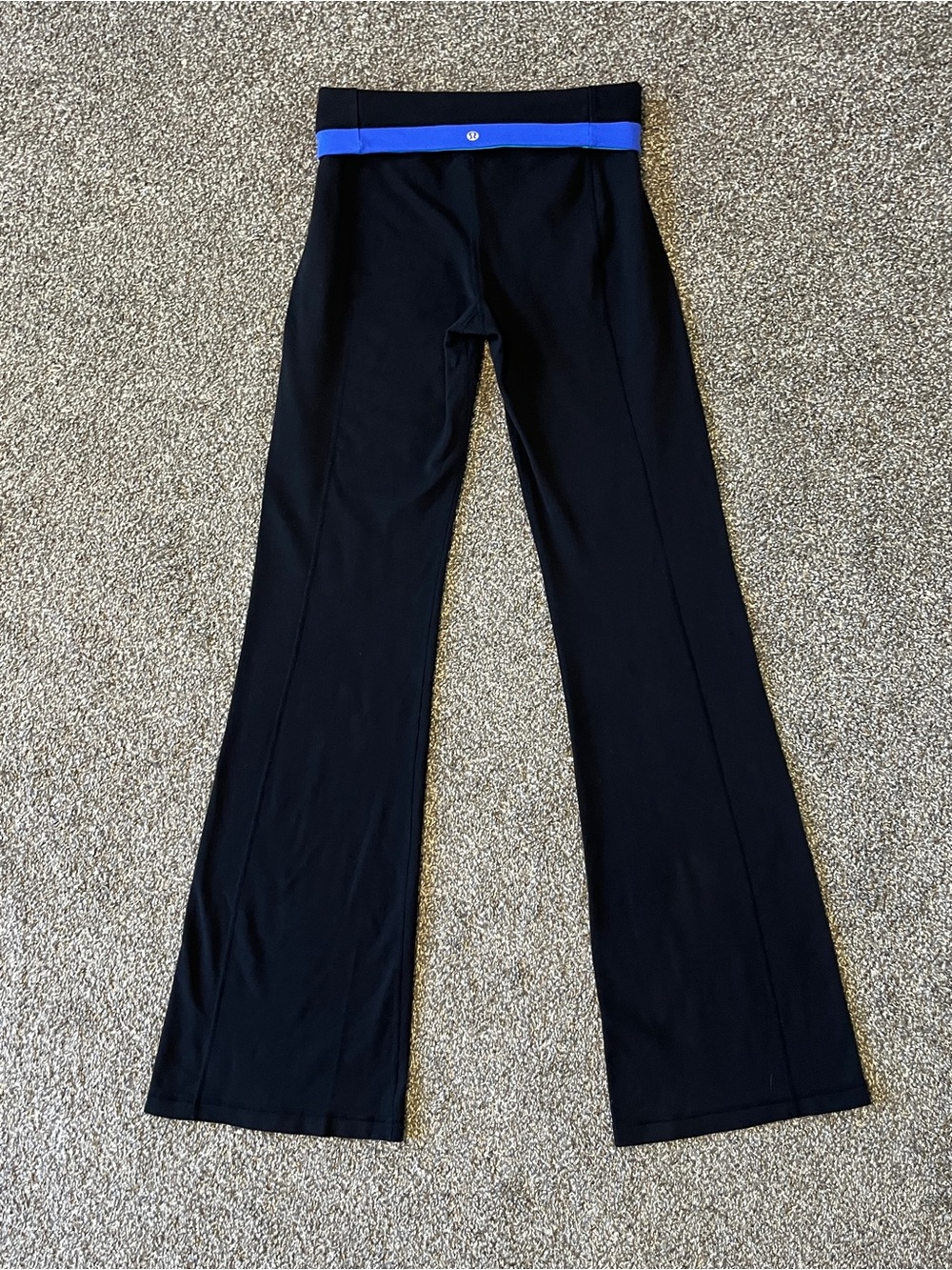 lululemon athletica Black Foldover Groove Pants with Blue Waistband Size 8 - Picture 6 of 9